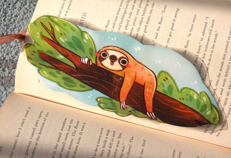 Sloth Bookmark Illustrated bookmark  unique bookmarks