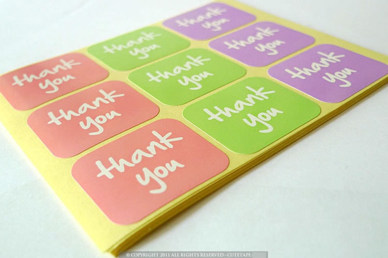 Thank You Label Stickers   Rounded Corner Rectangle  10