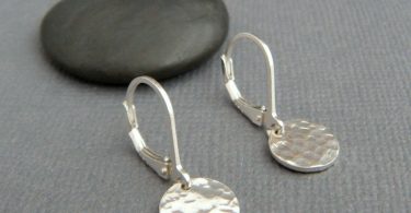 Tiny sterling silver dangles hammered circle earrings petite