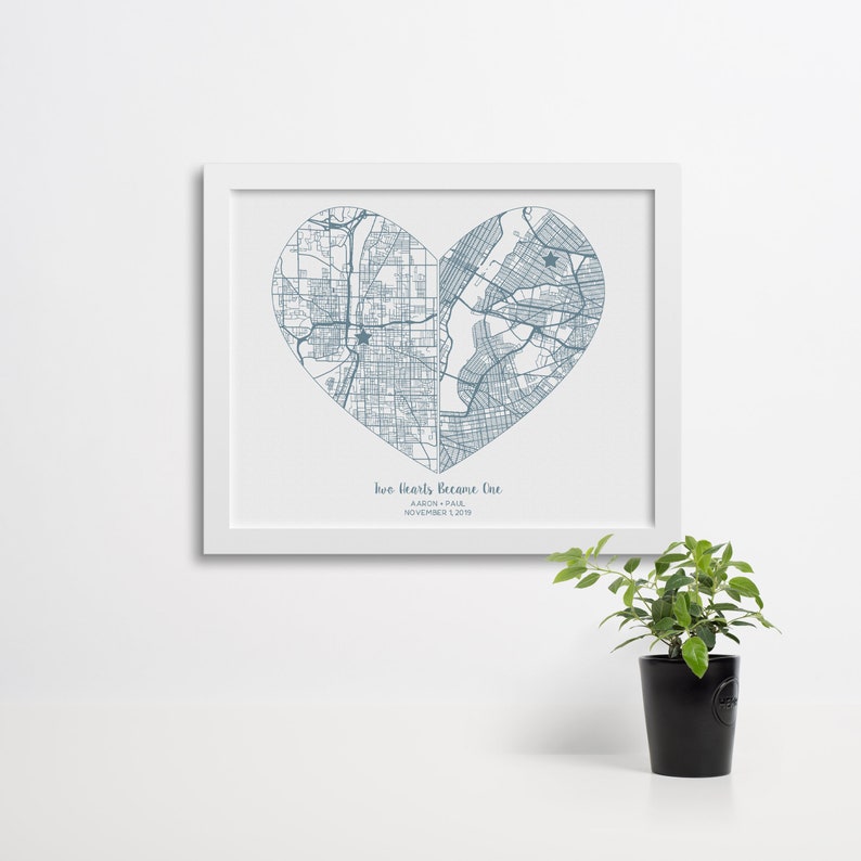 Two Hearts Became One Custom Street Map Poster Custom Street