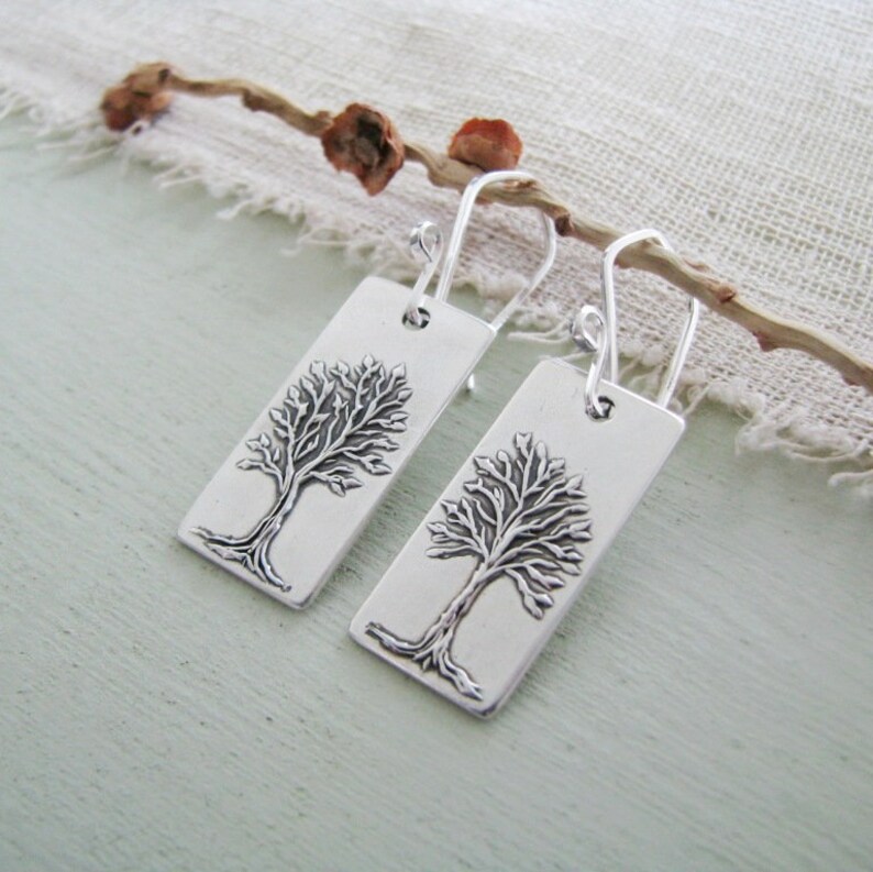 Unity Fine Silver Tree Earrings Artisan Handmade by