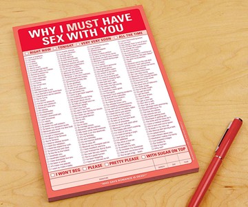 Why I Must Have Sex with You Checklist