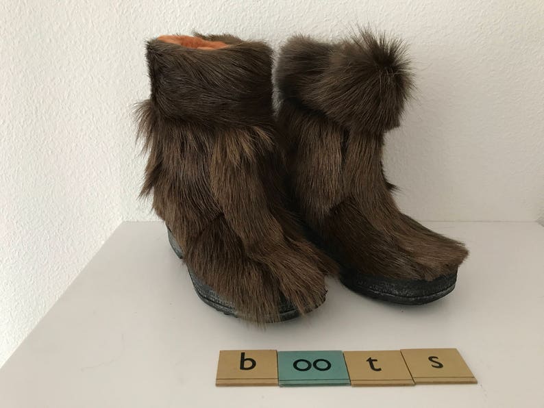 Vintage snow boots  darkbrown ponyskin  St. Moritz