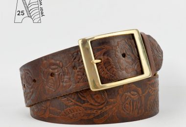 Brown Leather Belt 1 3/4 // Brown Classic Embossed Belt