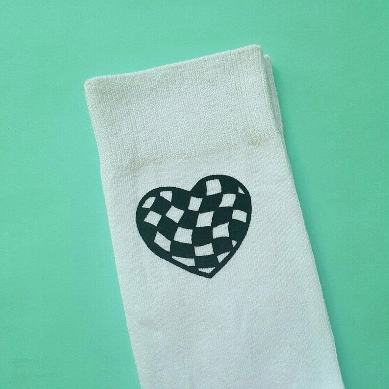 Checkerboard heart socks