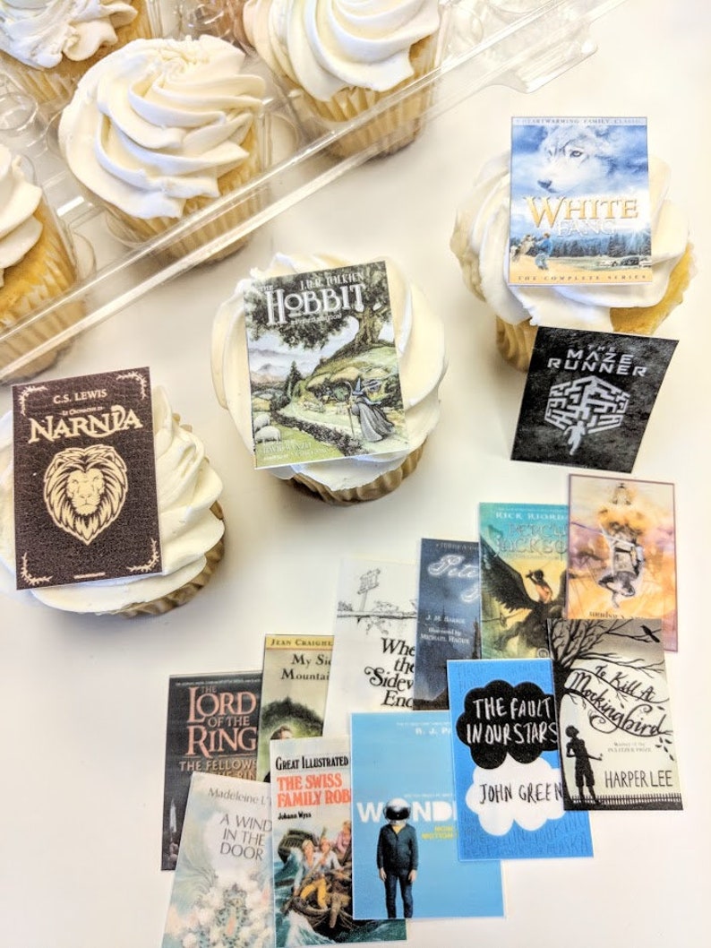 Edible Book Print Cupcake Toppers