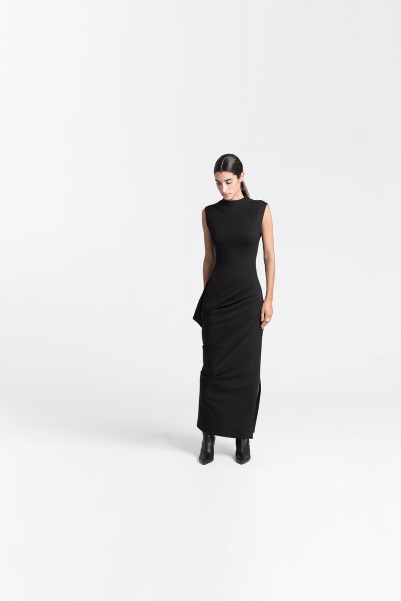 NEW Sleeveless Maxi Cocktail Dress Fitted Long Dress Black