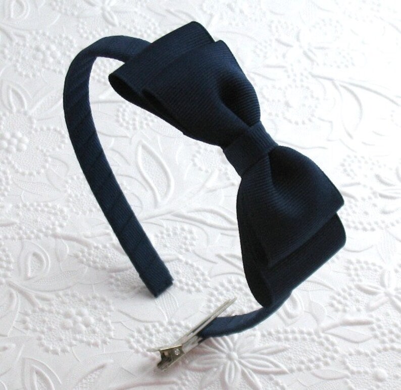 Navy Blue Bow Headband School Uniform Bow / Headband