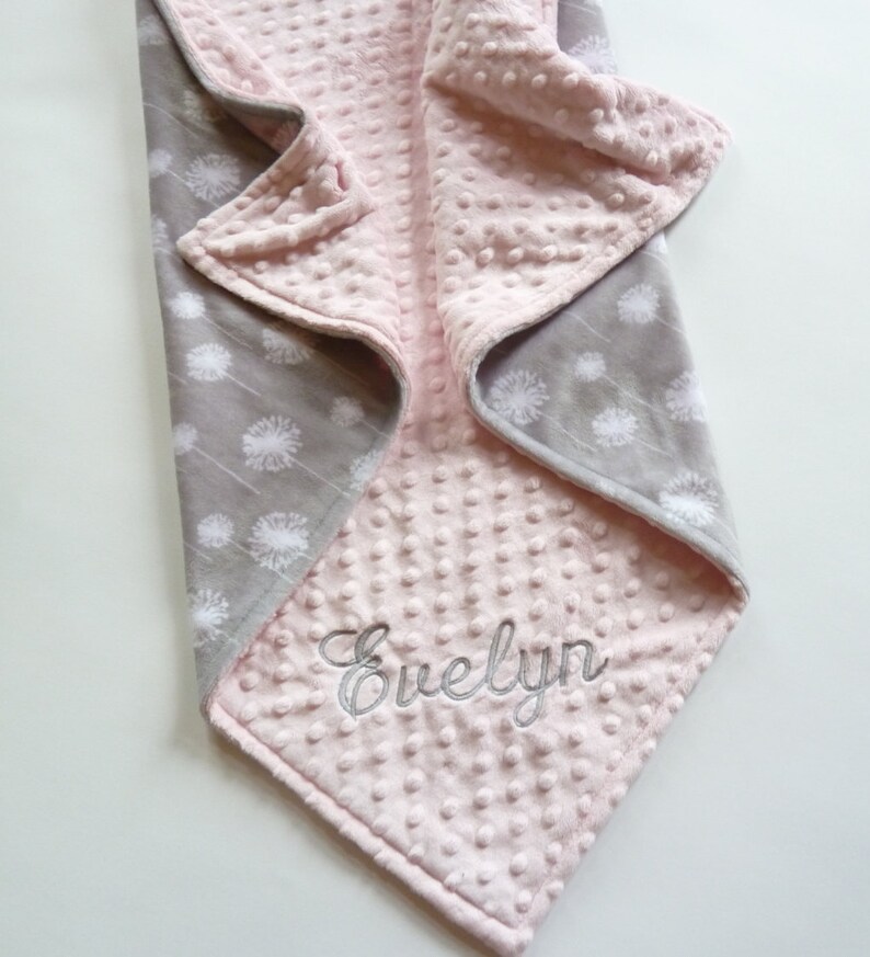 Personalized Minky Baby Blanket or Lovey  Premier Dandelion