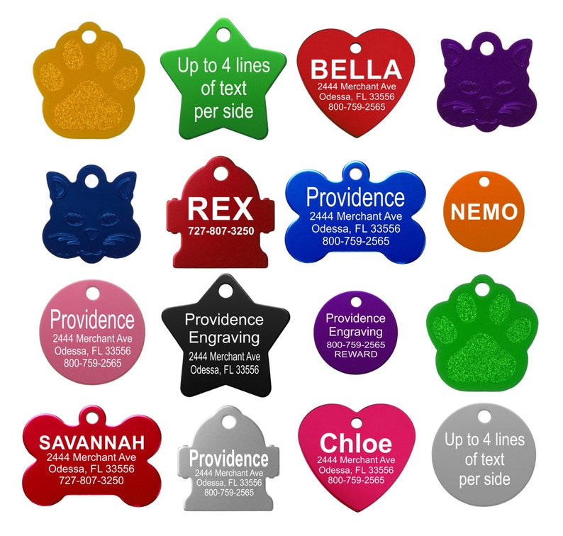 Pet ID Tags  Up to 8 Lines of Custom Engraving
