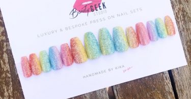Rainbow Sherbet set of press on nails. Pop on false nails