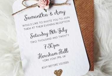 Rustic Rose and Gold Heart Small Evening Invitation  Twine