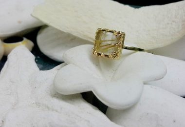 SALE Square ringrutilated quartz ringfancy ring delicate