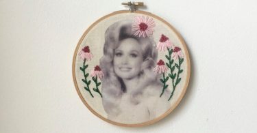 Embroidered Dolly Parton Hoop Pink Daisies