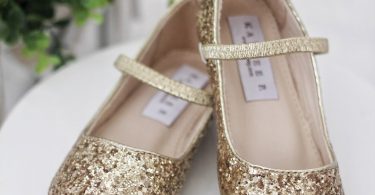 GOLD ROCK GLITTER Maryjane Flats for Flower Girls Shoes Girls