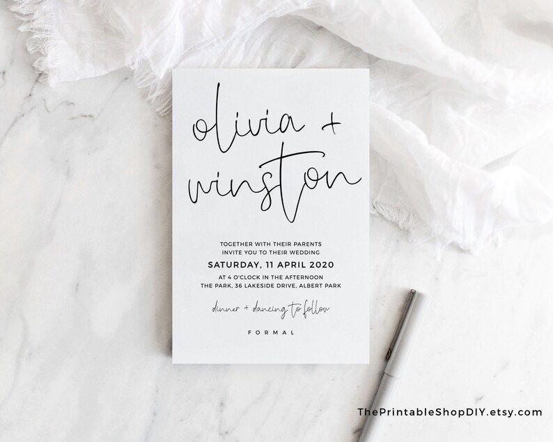 Minimalist Wedding Invitation Download Printable Wedding