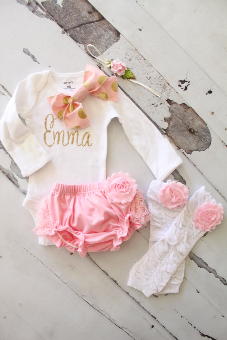 Newborn Baby Girl Coming Home Outfit Set of up to 4 Items