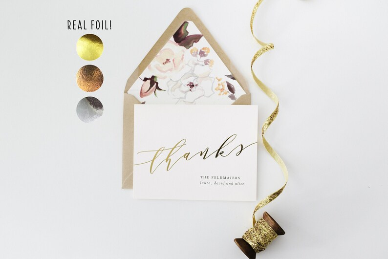 Personalized foil pressed thank you cards wedding thank you 187 Petagadget