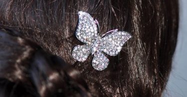 Pretty & Sparkly Clear Crystal Rhinestone Silvertone Butterfly