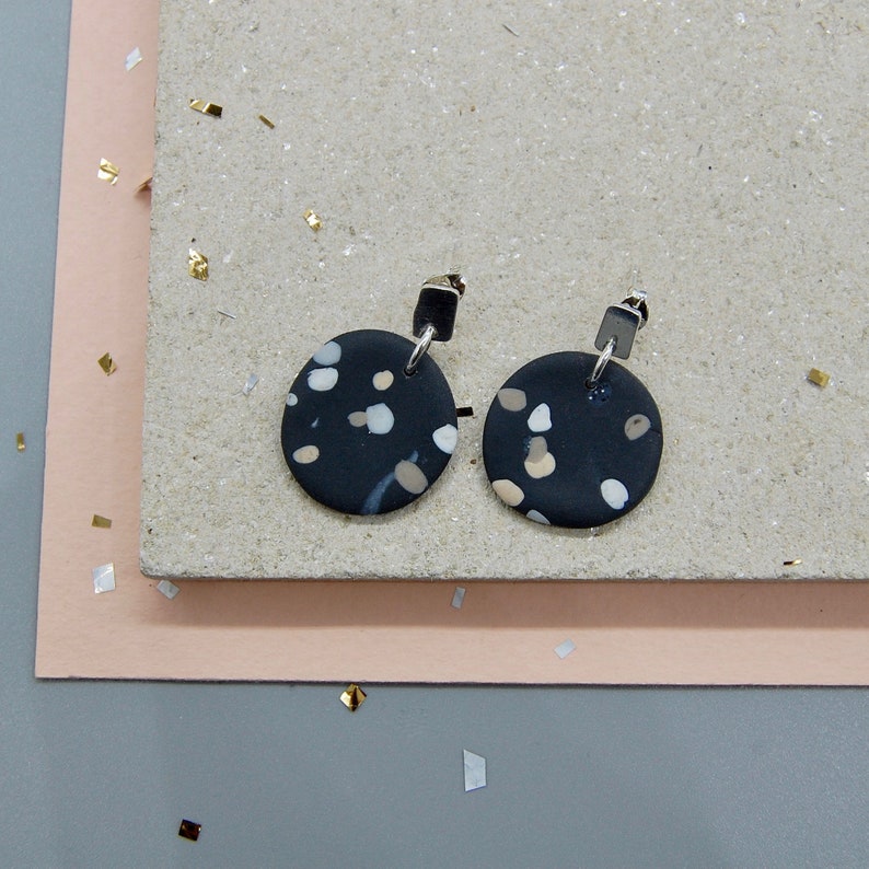 Recycled Silver Earrings Geometric shape Dangle Studs