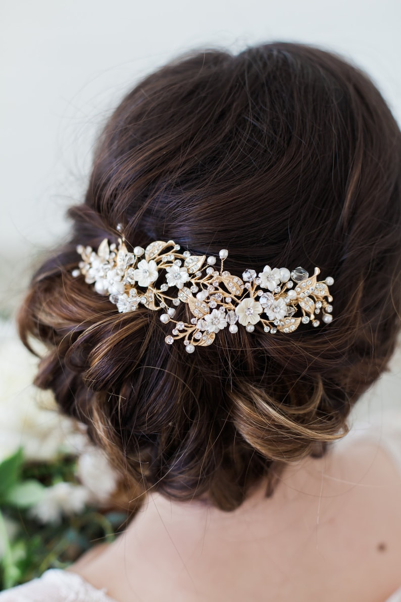 Wedding Hair Accessories Bridal Headpiece Gold Flower