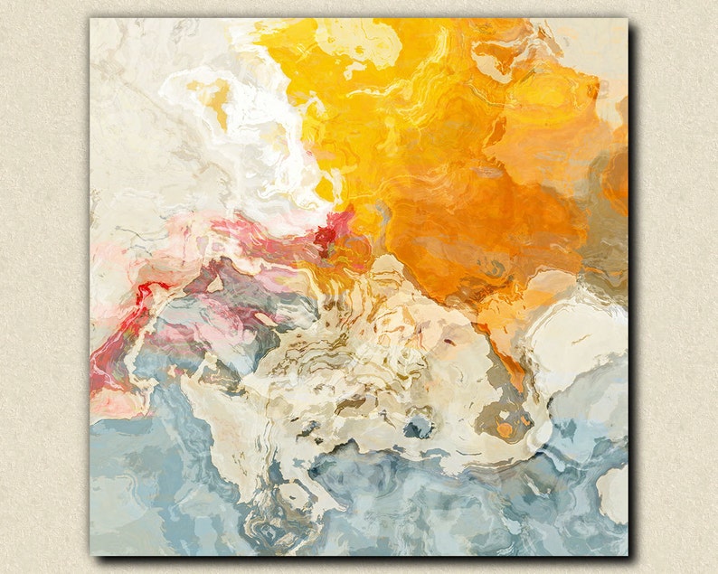Abstract  art stretched canvas print 30×30 to 36×36 in orange