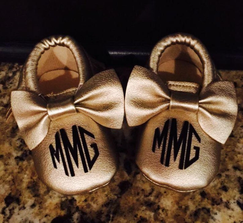 Baby Monogram Mocassins Gold Mocassins walker shoes baby
