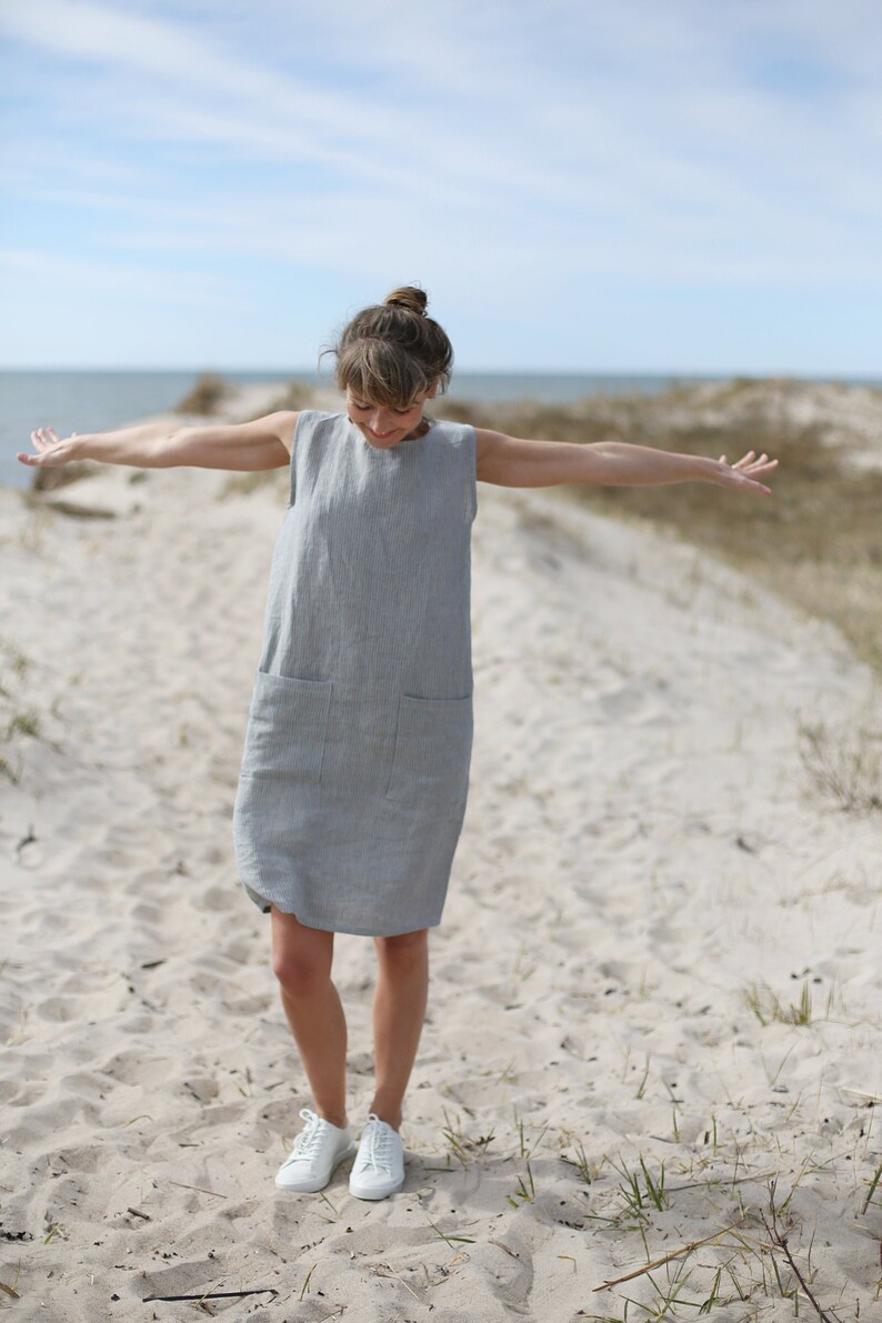 Comfy Linen Dress  /Loose Fit Linen Dress / Sleeveless Linen