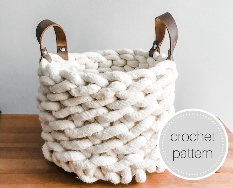 Crochet rope basket pattern  instant download  crochet