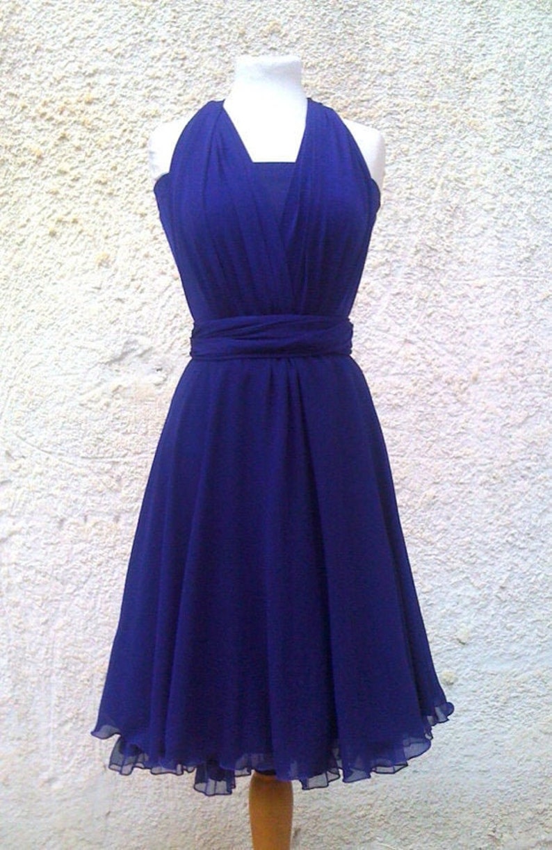 Dark royal blue  Infinity Dress with chiffon skirt