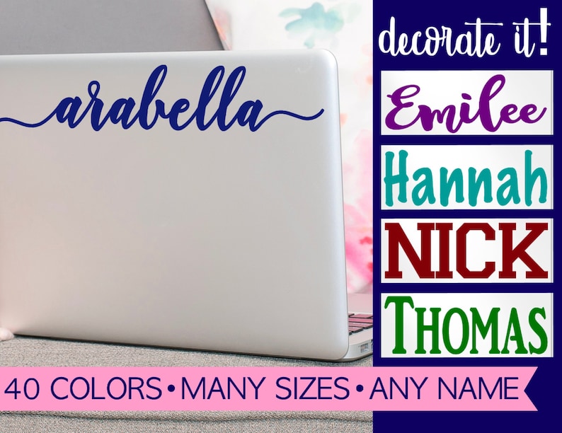 Laptop Stickers  Laptop Decal  Computer Decal  Name Laptop