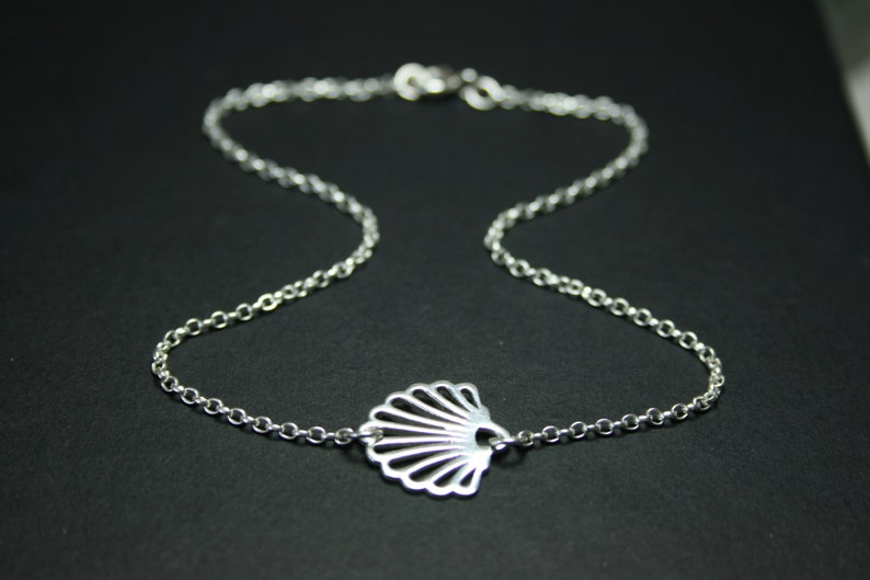Silver seashell anklet sterling silver ankle bracelet