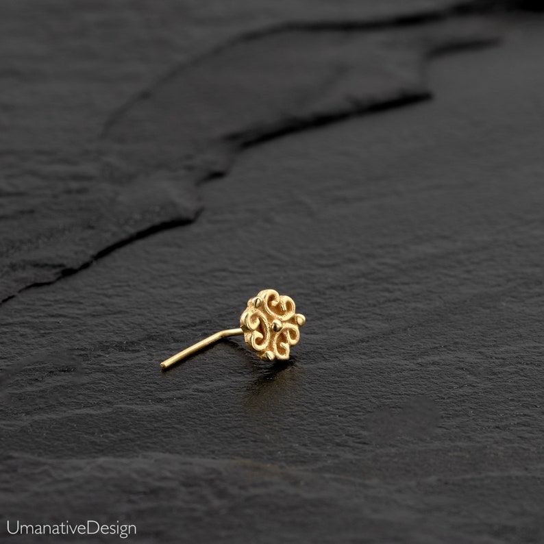 Solid Gold Nose Stud Tiny Nose Stud 14k Gold Nose Stud Nose