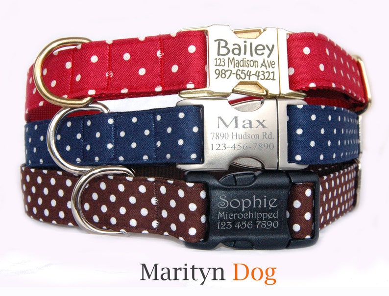 Swiss dots personalized dog collar dog ID tag Metal buckle dog