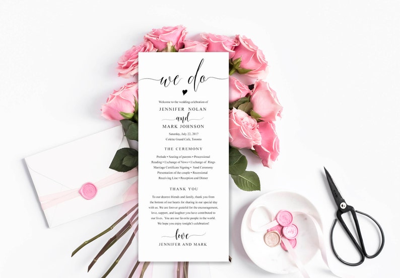 Wedding Program Printable Wedding Program Download Wedding
