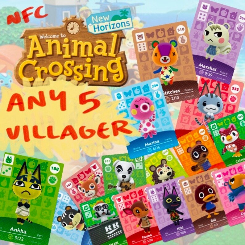 ANY FIVE Animal Crossing Amiibo NFC Tag