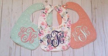 Baby girl bibs set of three bibs peach floral and mint