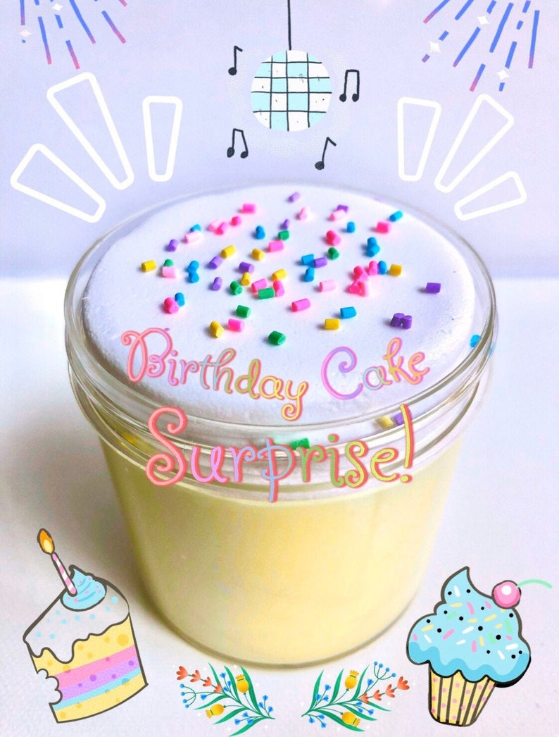 Birthday Cake Surprise  Thick Butter Slime
