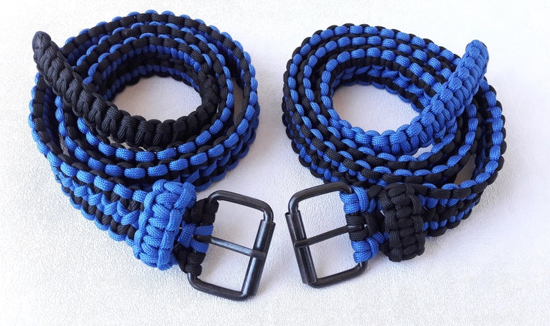 Blue black cobra knot belt paracord 550 mens belt black