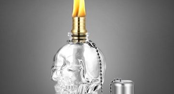 Glass Skull Tiki Torch