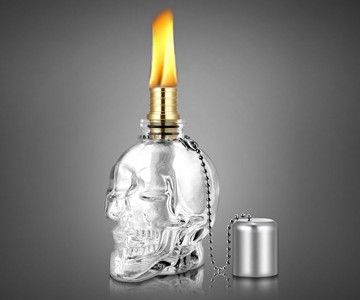 Glass Skull Tiki Torch