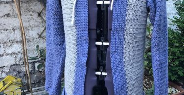 Men’s Crochet Pattern Hooded Shrug Lrg XL XXL