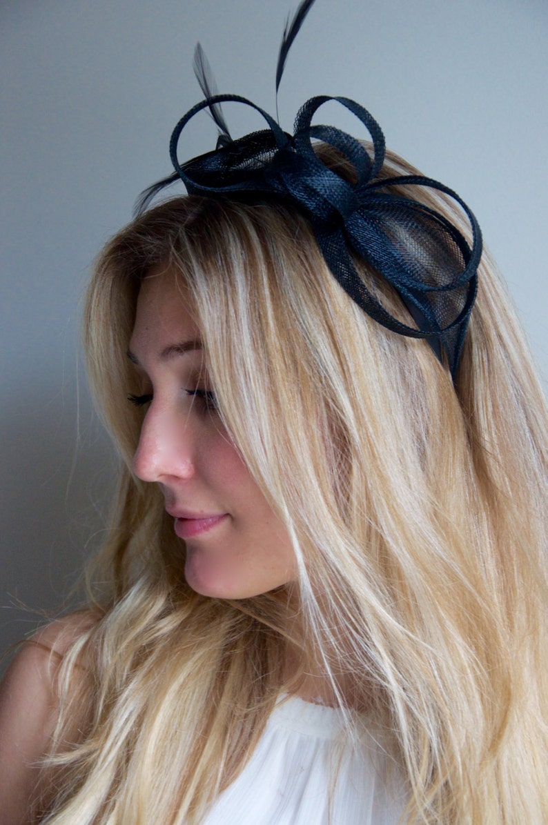 Mini Black Fascinator  Flitter-by Mesh Black Fascinator
