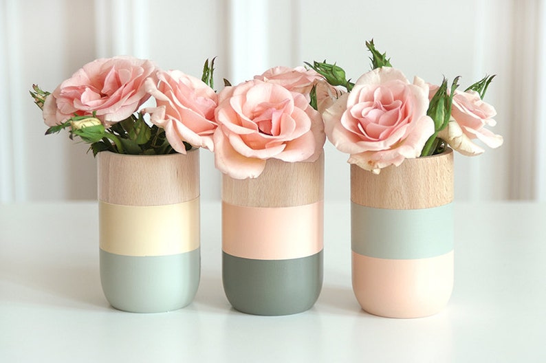 Natural Wooden Vases for flowers and more  Home Decor  Set