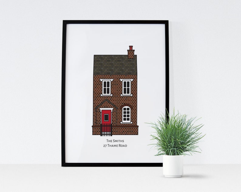 Personalised house illustration portrait print » Petagadget