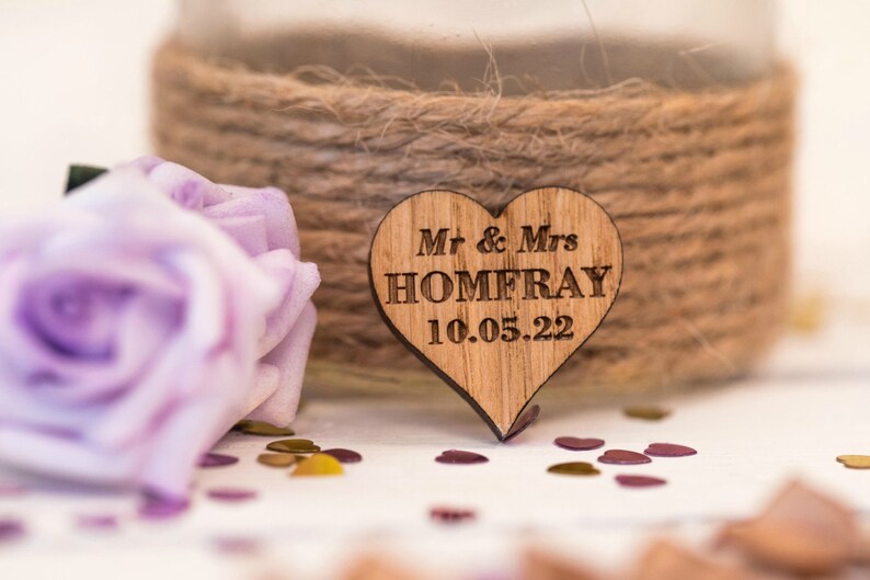 Personalised wooden hearts wedding favor love heart favours