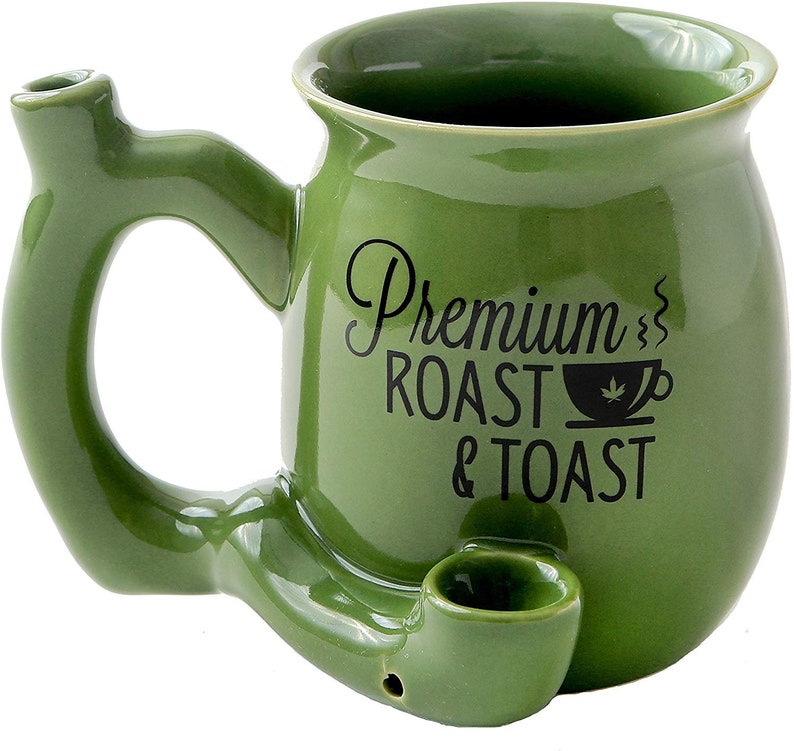 Premium Roast and Toast Novelty Mug Green or Purple with Black