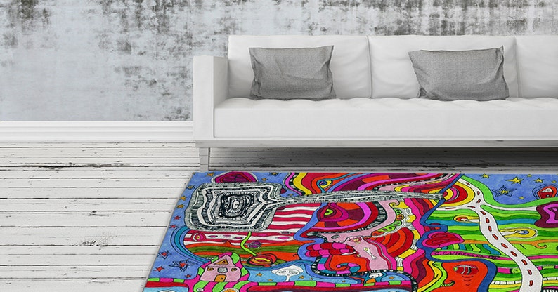 Psychedelic Rug Artist Area Rug Modern Industrial Decor