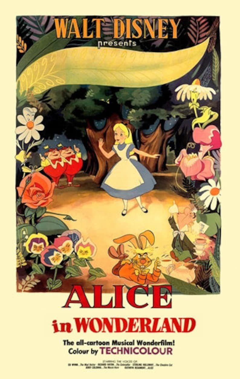 Rare 1950’s Alice In Wonderland Lewis Carroll  Film Poster
