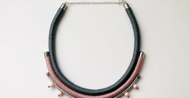 Statement rope necklace / bib necklace / color block / grey /
